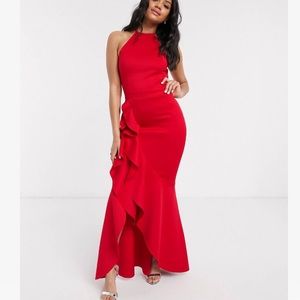 Lipsy x Abbey Clancy halterneck ruffle maxi dress!